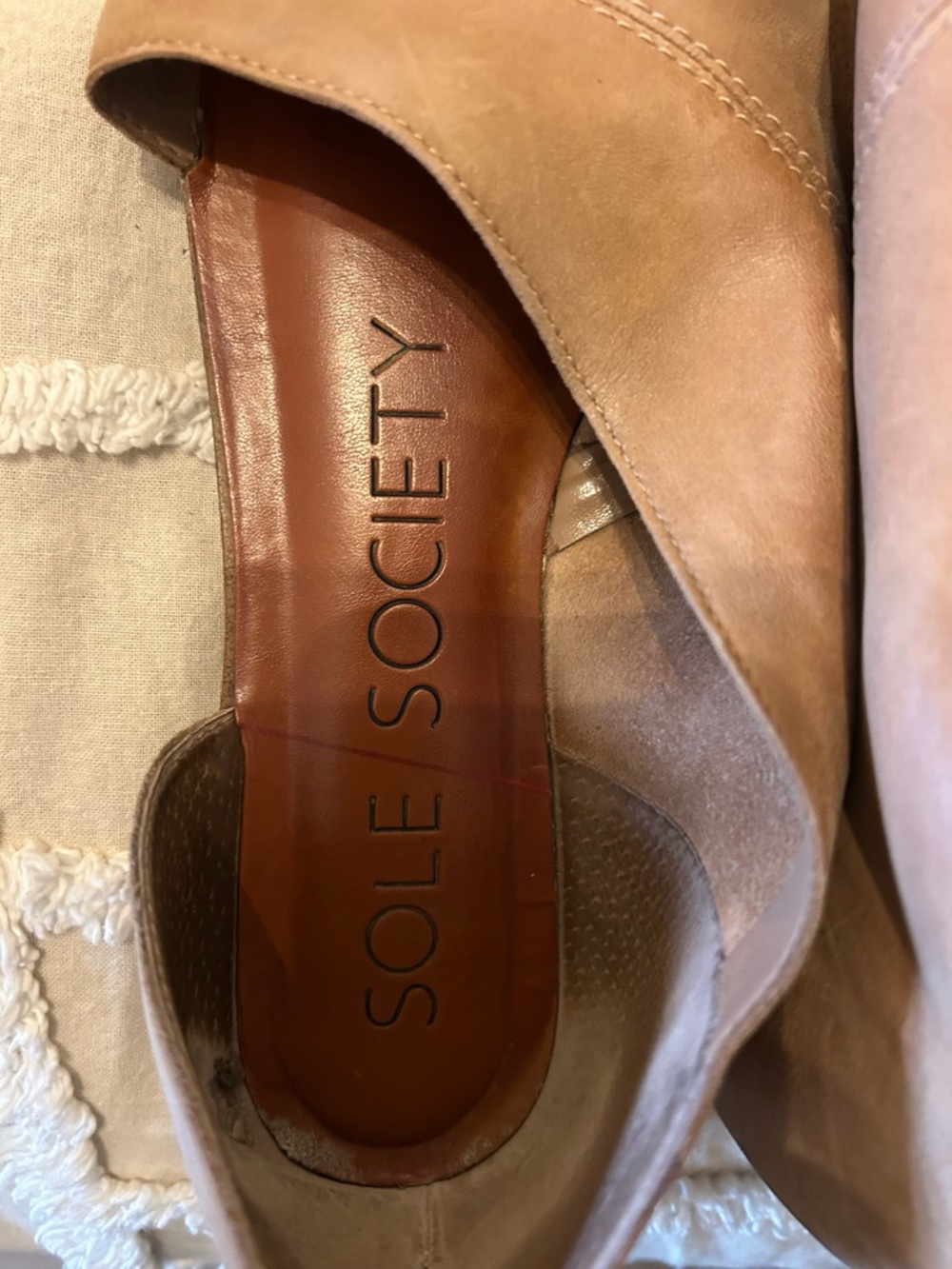 Sole Society Tan Suede Open-Toe Slide Sandals - Picture 4 of 7